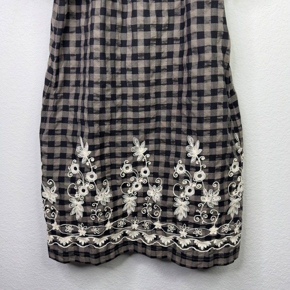 Uncle Frank Dress S Gray White Gingham Embroidered Off Shoulder Cottage Vacation - Picture 4 of 10